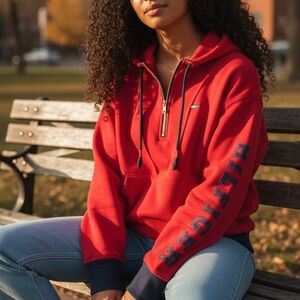 Tommy Hilfiger Red Half-Zip Sweater